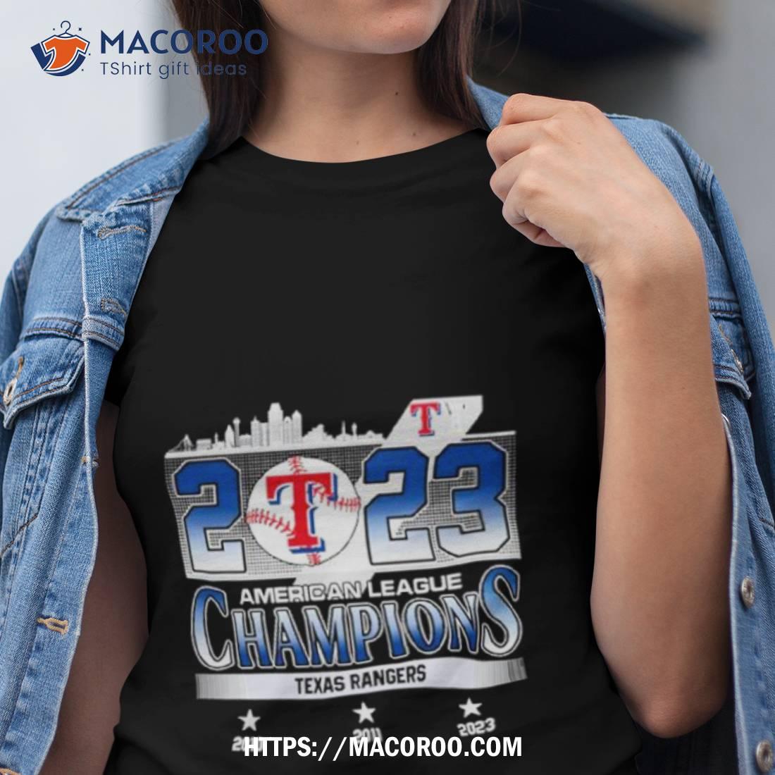 Texas Rangers Skyline 2023 American League Champions 2010 2011 2023 Shirt Texas Rangers Skyline 2023 American League Champions 2010 2011 2023 Shirt