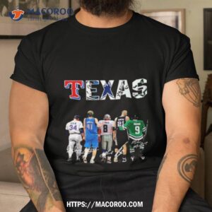 texas sports team nolan ryan dirk nowitzki troy aikman tim duncan and mike modano signatures shirt tshirt