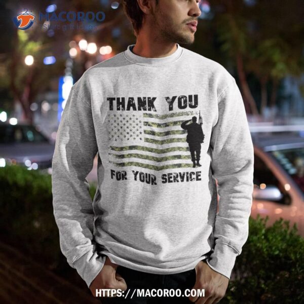 Thank You For Your Service Camouflage Usa Flag Veterans Day Shirt