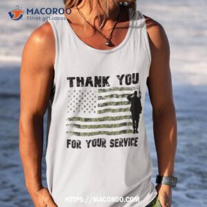 thank you for your service camouflage usa flag veterans day shirt tank top