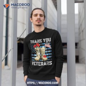 thank you veterans combat boots poppy flower for veteran day shirt sweatshirt 1