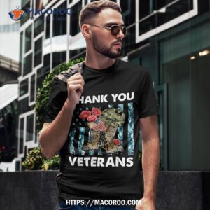 Thank You Veterans Combat Boots Poppy Flower Veteran Day Shirt
