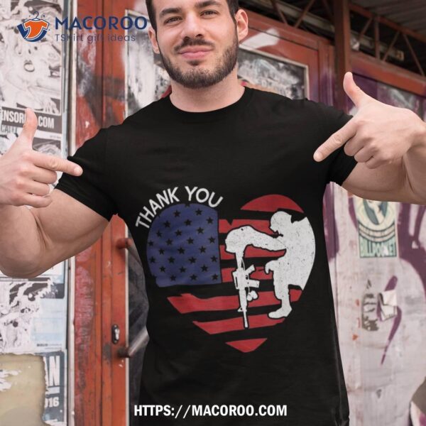 Thank You Veterans Day American Flag Heart Kids Shirt