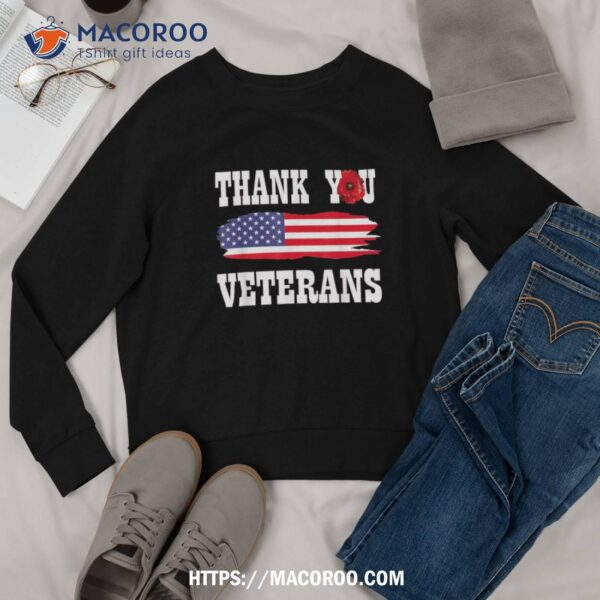 Thank You Veterans Shirt With American Flag Red Poppy