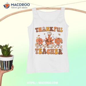 thankful teacher retro groovy thanksgiving fall shirt tank top