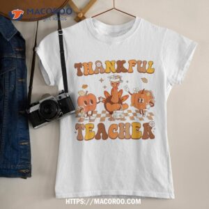 Thankful Teacher Retro Groovy Thanksgiving Fall Shirt