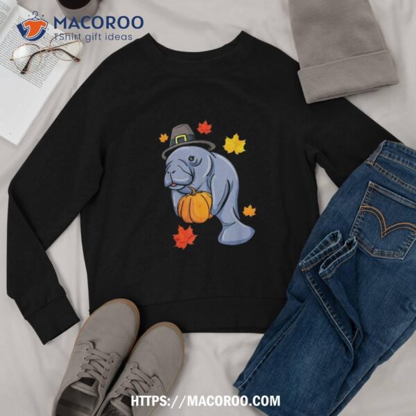 Thanksgiving Manatee Pilgrim Fall Pumpkin Dugong Shirt