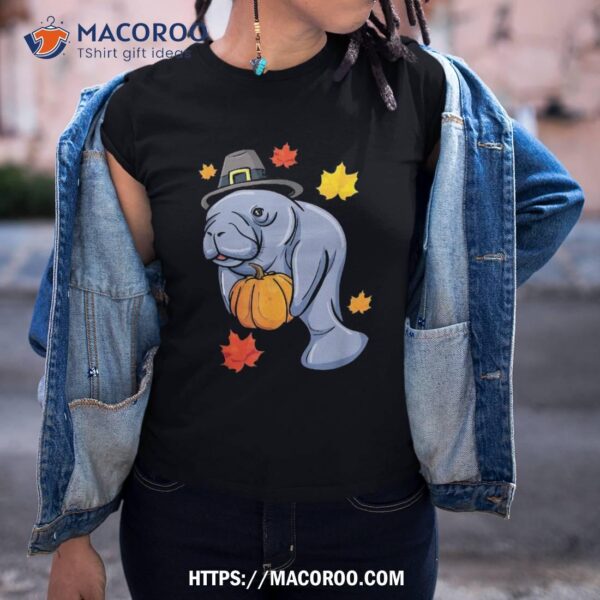 Thanksgiving Manatee Pilgrim Fall Pumpkin Dugong Shirt