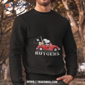 the peanuts snoopy and woodstock on car rutgers football 2023 t shirt sweatshirt