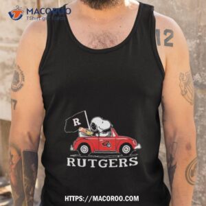 the peanuts snoopy and woodstock on car rutgers football 2023 t shirt tank top