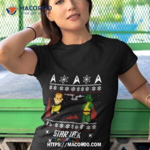 Trexels Pixelated Captain Kirk Christmas Star Trek Shirt