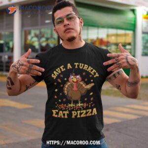 Turkey Eat Pizza Shirt Adult Vegan Kids Funny Thanksgiving