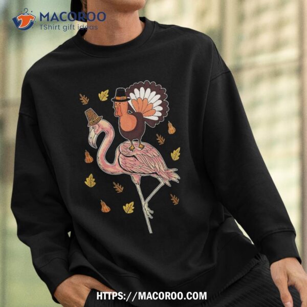 Turkey Riding Flamingo Thanksgiving Day Funny Fall Autumn Shirt