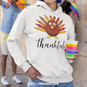 turkey with crayon thankful teacher life funny thanksgiving shirt hoodie