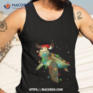 turtle christmas lights funny santa hat merry christmas shirt tank top 3