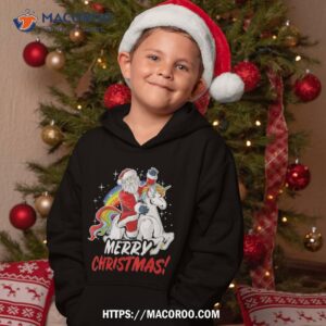 unicorn santa claus christmas holiday shirt hoodie