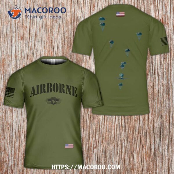 Us Army Paratroopers With The 101st Airborne Division Parachute 3D T-Shirt