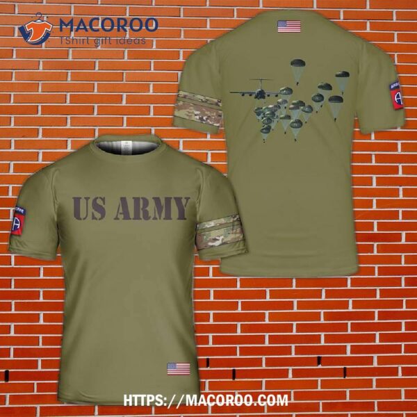 Us Army Paratroopers With The 82nd Airborne Division Parachute 3D T-Shirt