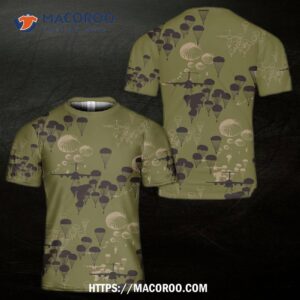 Us Army Paratroopers With The 82nd Airborne Division Parachute Silhouettes 3D T-Shirt