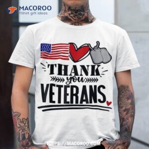 Us Flag Heart Thank You Veterans Memorial Patriotic Shirt