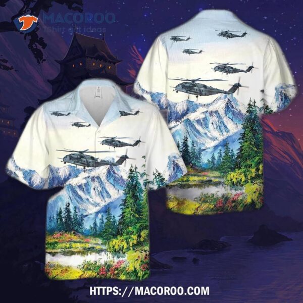 Usmc Marine Heavy Helicopter Squadron 366 Hmh-366 ‘hammerheads’ Ch-53e Super Stallion Hawaiian Shirt