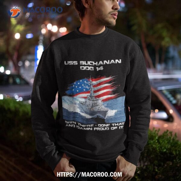 Uss Buchanan Ddg-14 Destroyer Ship Usa Flag Veteran Day Xmas Shirt