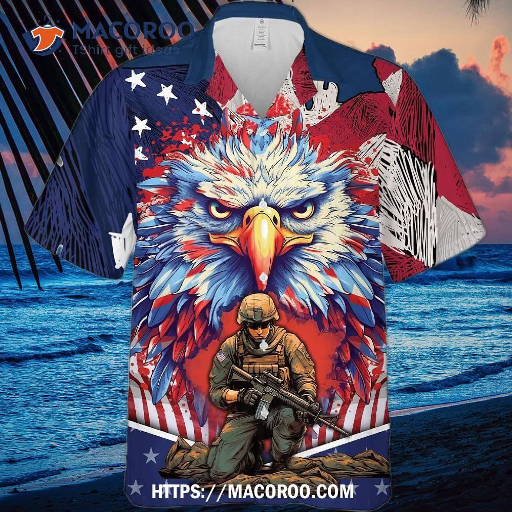 Veteran Eagle Hawaiian Shirt - Trendy Aloha