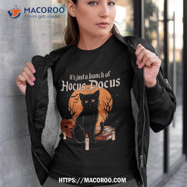 Vintage Halloween Black Cat It’s Just A Bunch Of Hocus Pocus Shirt