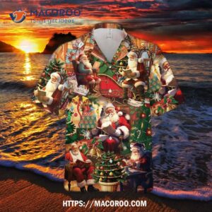 Vintage Santa Mele Kalikimaka Surfing Hawaiian Shirt