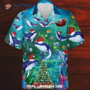 Youth Christmas Ocean Santa Claus And Whale In The Magical Blue Lover Hawaiian Shirt