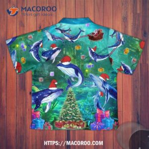 youth christmas ocean santa claus and whale in the magical blue lover hawaiian shirt 2