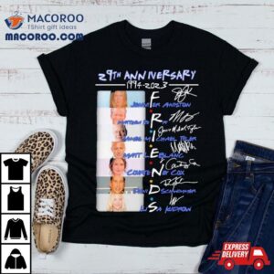 Th Anniversary Friends Jennifer Aniston Matthew Perry And Lisa Kudrow Signatures Tshirt