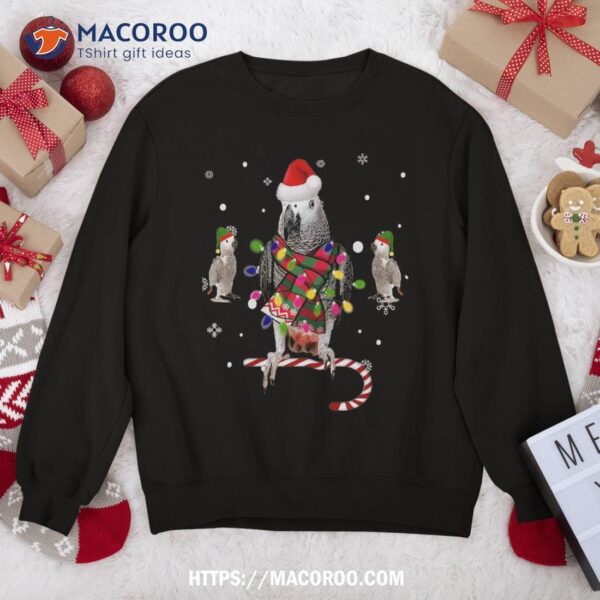 African Grey Parrot Funny Christmas Santa Hat On Gift Sweatshirt