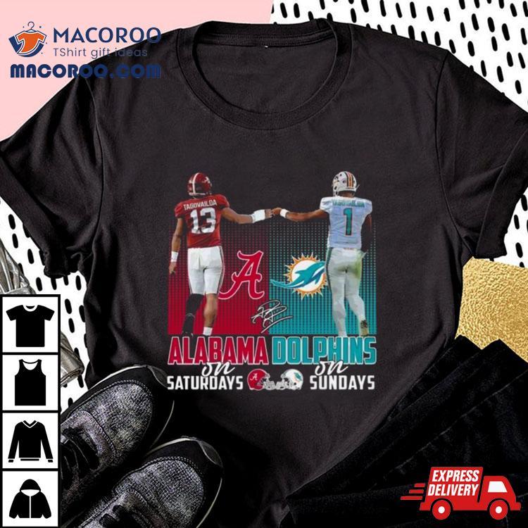 Alabama On Saturdays And Dolphins On Sundays Signature T Shirt Alabama On Saturdays And Dolphins On Sundays Signature T Shirt