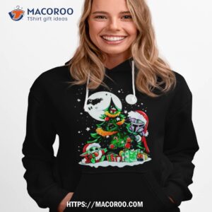 Baby Yoda And Darth Vader Star Wars Christmas Tree Hoodie 1