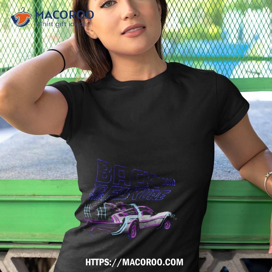 Back To The Future Neon Logo Delorean Shirt Back To The Future Neon Logo Delorean Shirt