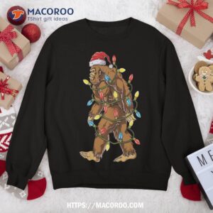 bigfoot santa christmas tree lights xmas boys sasquatch sweatshirt sweatshirt