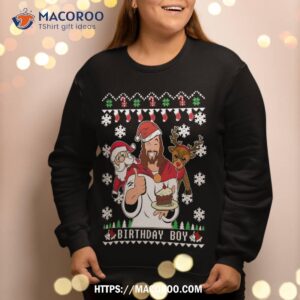 Birthday Boy Jesus Funny Ugly Christmas Sweat Sweatshirt 2