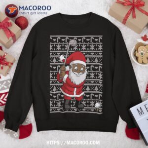 Black African American Santa Claus Golf Ugly Christmas Sweatshirt