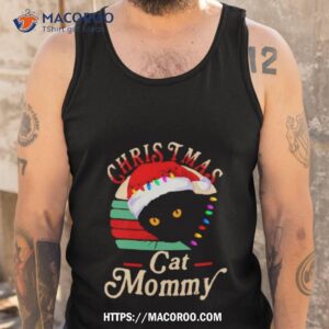 Black Cat Santa Christmas Cat Mommy Vintage Tank Top