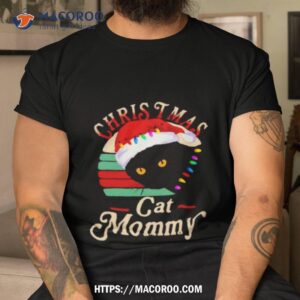 Black Cat Santa Christmas Cat Mommy Vintage Tshirt