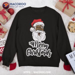 black winking santa merry christmas african american sweatshirt sweatshirt