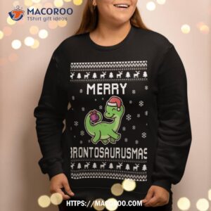 brontosaurus lover ugly christmas sweater for holidays sweatshirt sweatshirt 2