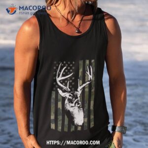 Buck Deer Hunting American Camouflage Usa Flag Tank Top