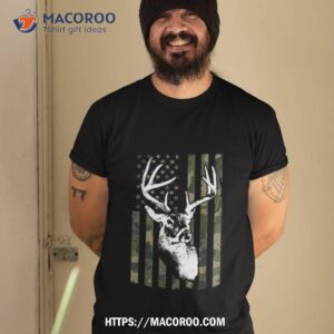 Buck Deer Hunting American Camouflage Usa Flag Tshirt 2