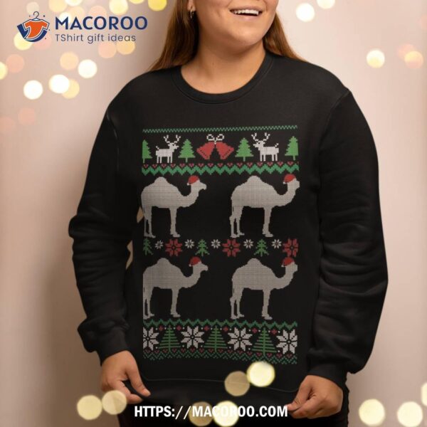 Camels Wearing Santa Hats Funny Egypt Ugly Christmas Sweatshirt