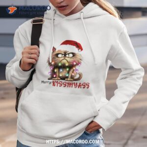 Cat Merry Kissmyass Christmas Lights Shirt