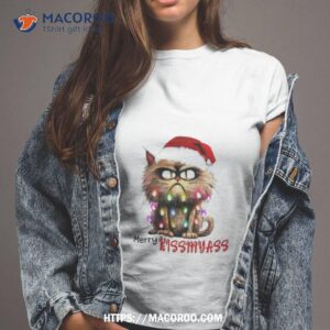 Cat Merry Kissmyass Christmas Lights Shirt