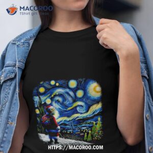 Cat Santa Paws Van Gogh Starry Night Christmas Shirt