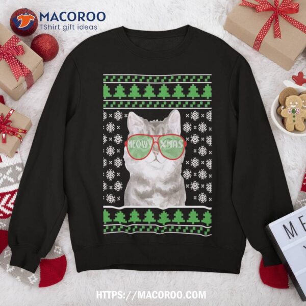 Cat With &acirc;&nbsp;sunglasses Meowy Ugly Christmas Sweater Sweatshirt